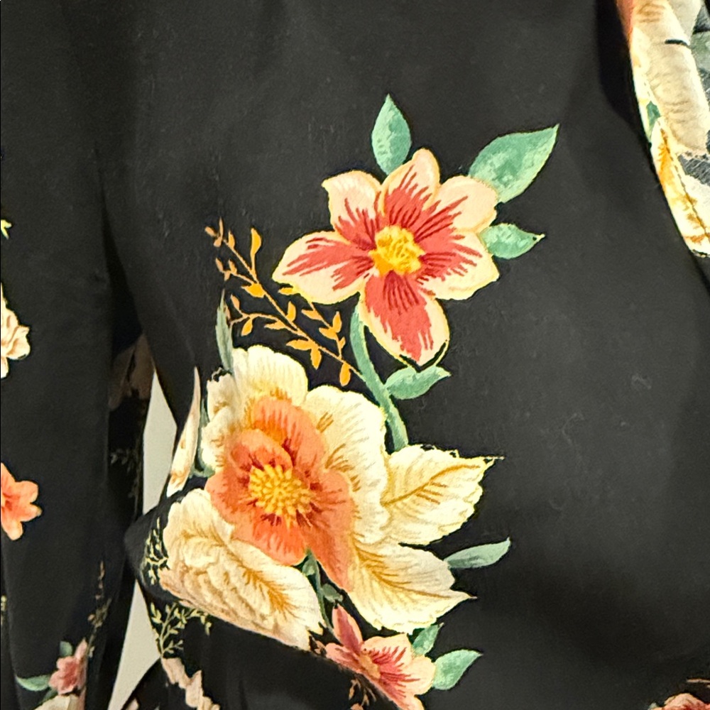 LOFT Black Dress with Floral Design - Picture 2 of 6